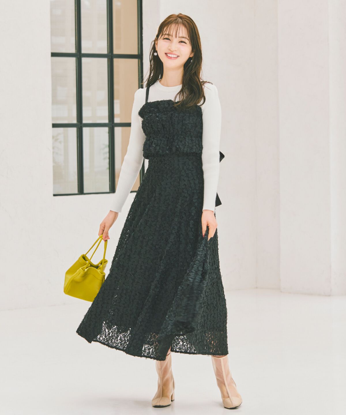 WILLSELECTION「フラワーチュールビスチェ付きニット」|ニット・セーター|