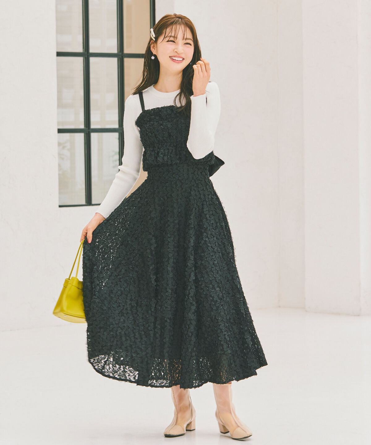 WILLSELECTION「フラワーチュールビスチェ付きニット」|ニット・セーター|