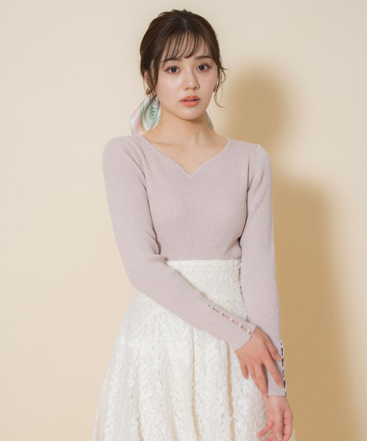 WILLSELECTION「ハートネックラメプルオーバー」|ニット・セーター|ピンク