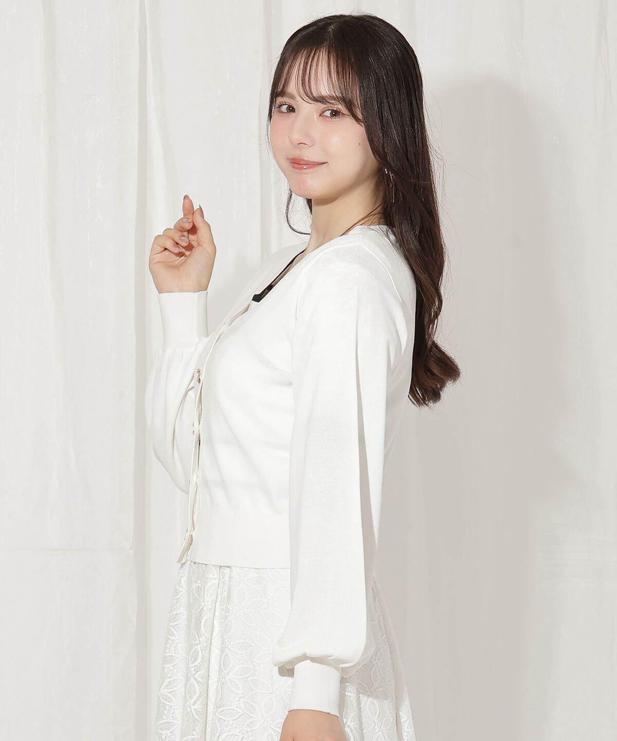 WILLSELECTION「リボンボタンVネックカーディガン」|カーディガン|