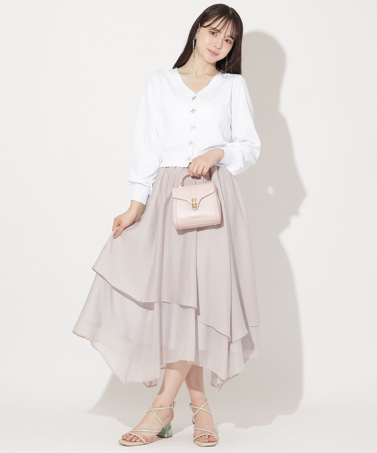 WILLSELECTION「リボンボタンVネックカーディガン」|カーディガン|