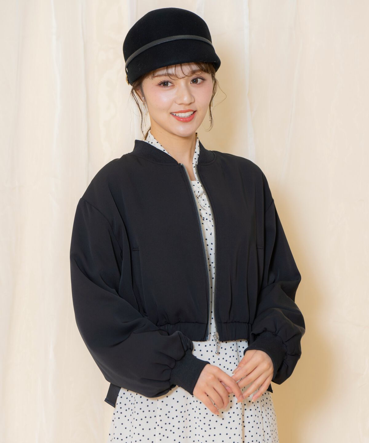 WILLSELECTION「サイドリボンコンパクト中綿ブルゾン」|ブルゾン・スタジャン|ブラック