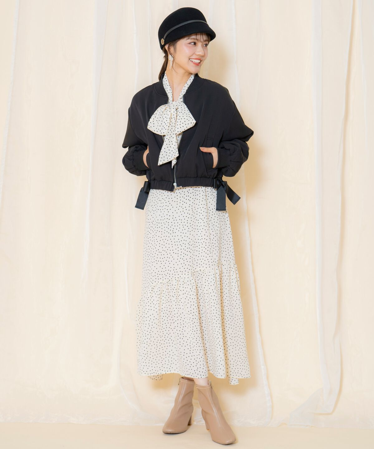 WILLSELECTION「サイドリボンコンパクト中綿ブルゾン」|ブルゾン・スタジャン|