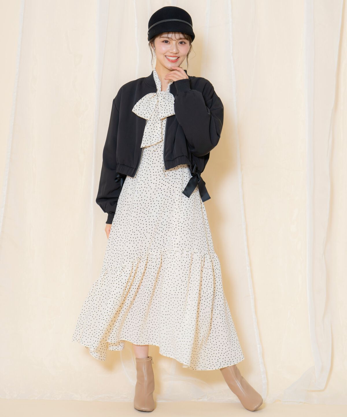 WILLSELECTION「サイドリボンコンパクト中綿ブルゾン」|ブルゾン・スタジャン|