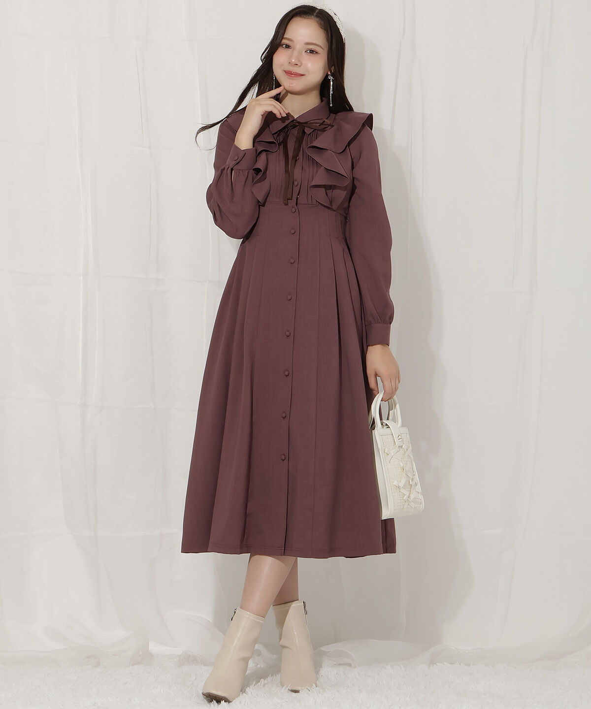 WILLSELECTION「ラッフルフリルタックウエストシャツワンピース」|ワンピース|