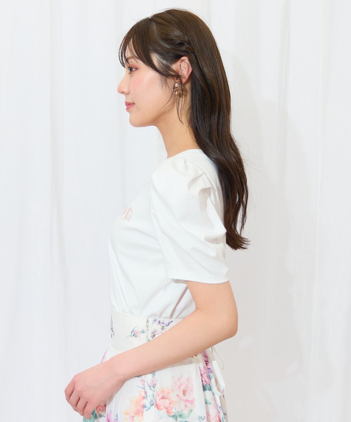 WILLSELECTION「タックスリーブロゴ刺繍トップス」|Tシャツ・カットソー|