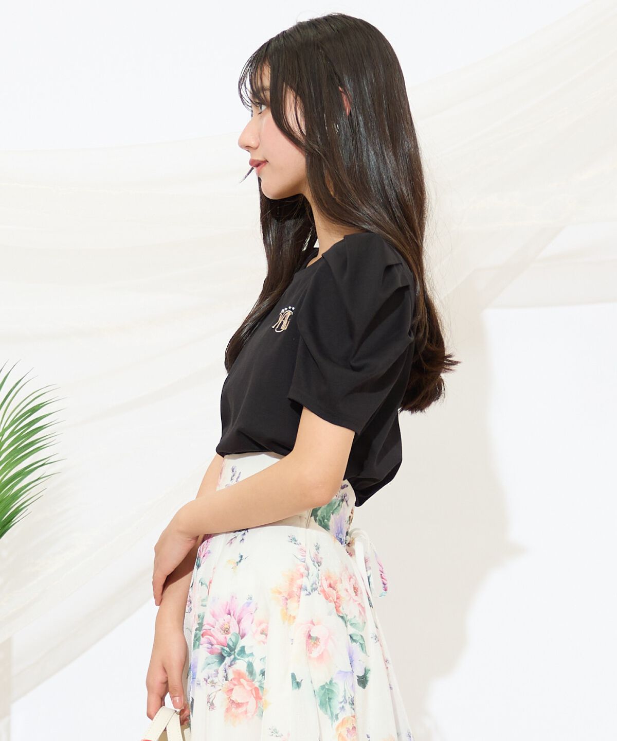 WILLSELECTION「タックスリーブロゴ刺繍トップス」|Tシャツ・カットソー|