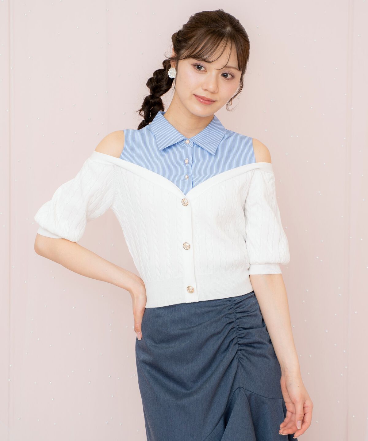 WILLSELECTION「シャツレイヤード風ニット」|ニット・セーター|