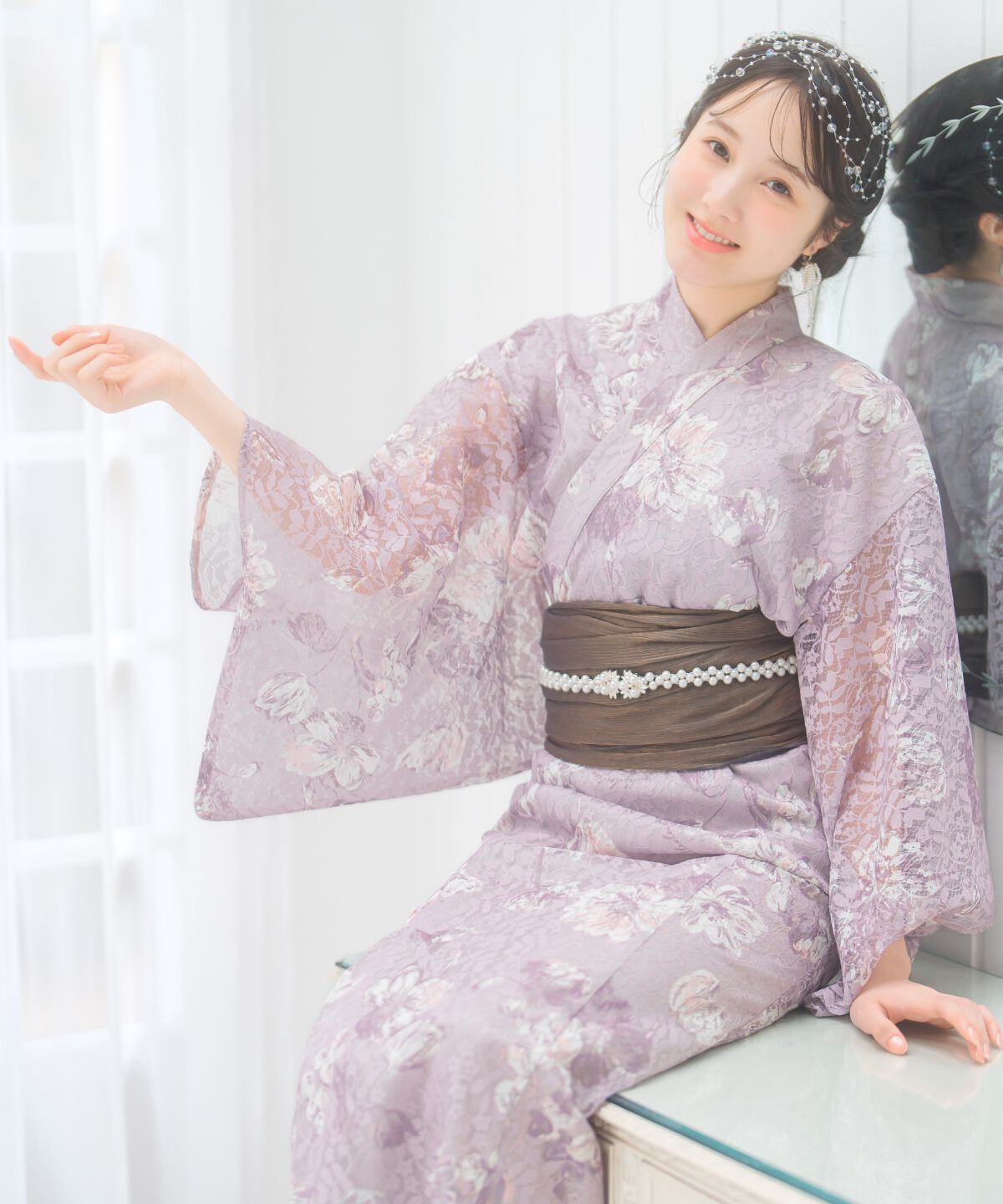 WILLSELECTION「ニュアンスフラワーレース浴衣SET」|その他|赤系花柄