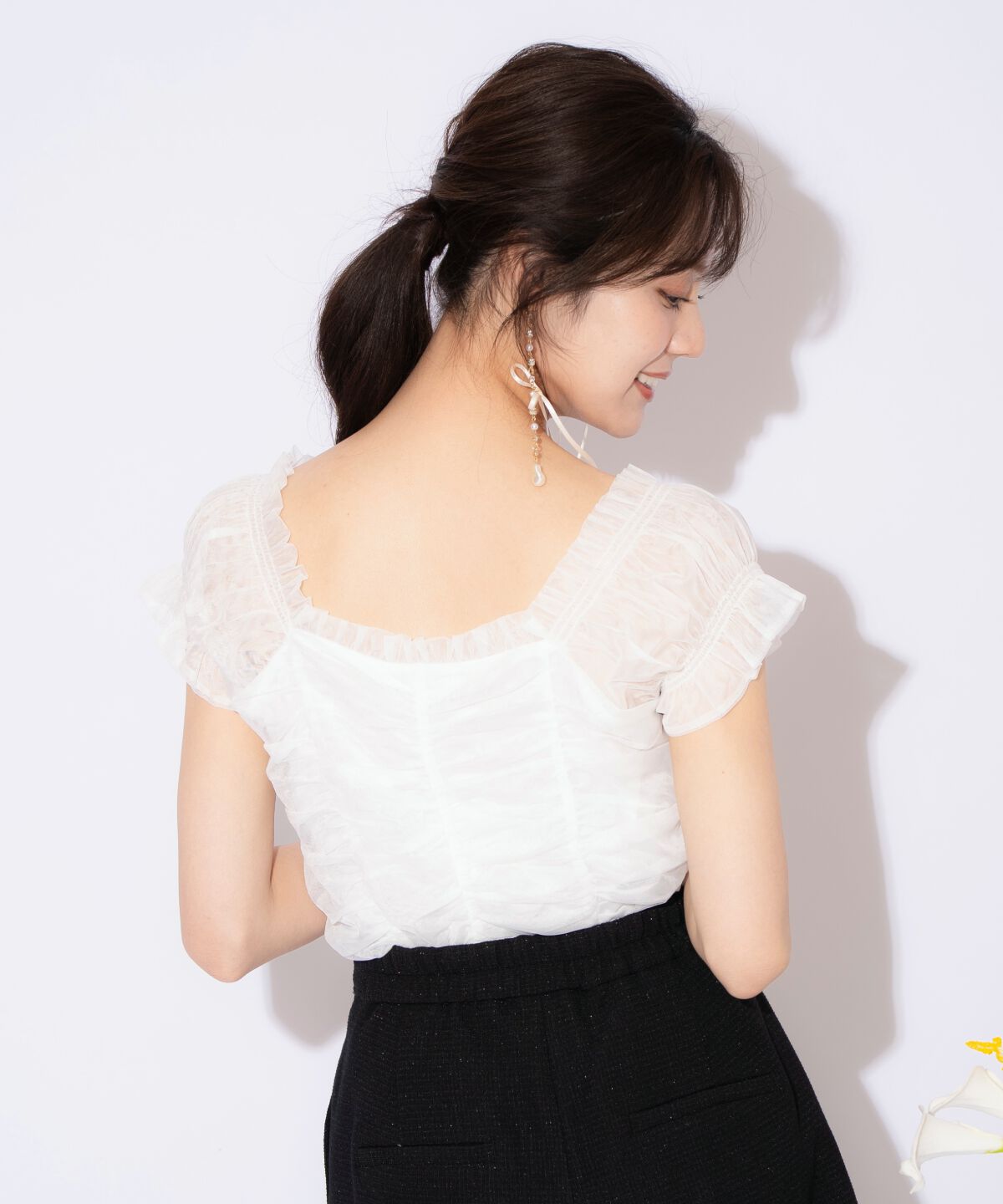 WILLSELECTION「チュールギャザートップス」|シャツ・ブラウス|