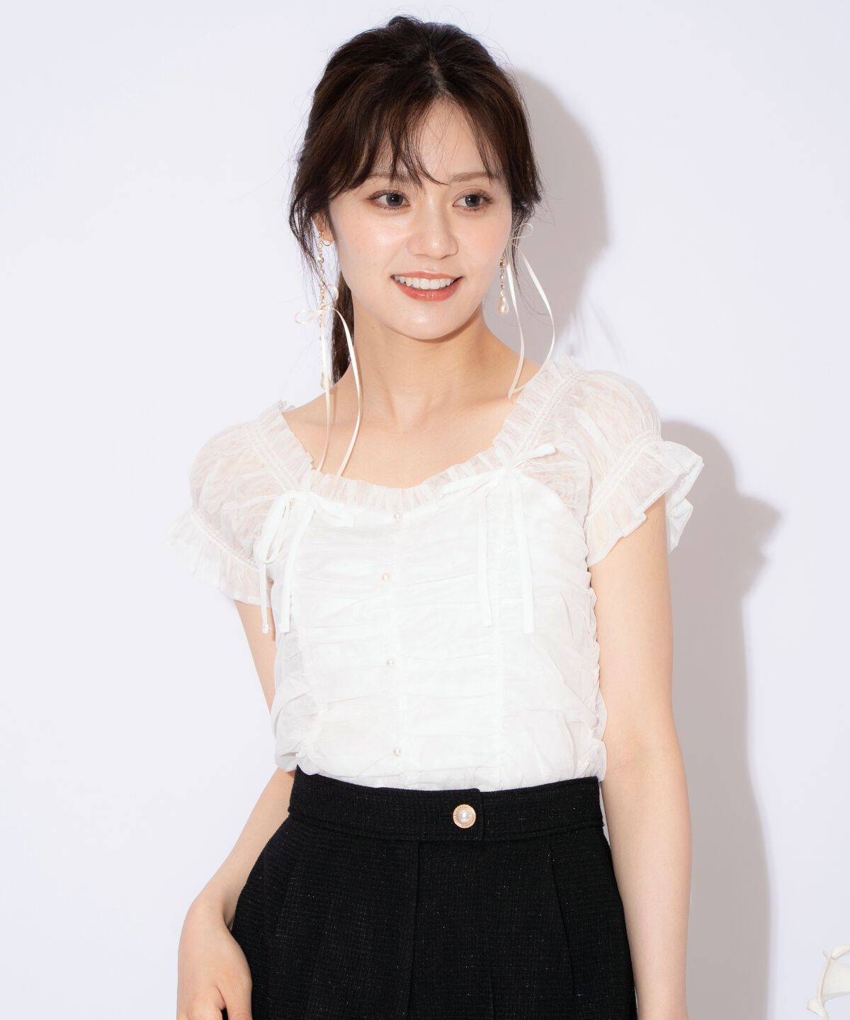 WILLSELECTION「チュールギャザートップス」|シャツ・ブラウス|