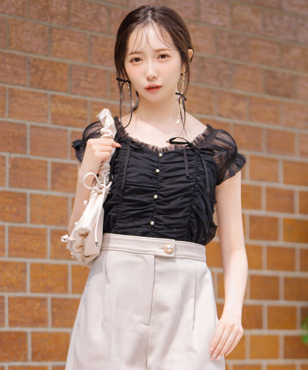 WILLSELECTION「チュールギャザートップス」|シャツ・ブラウス|