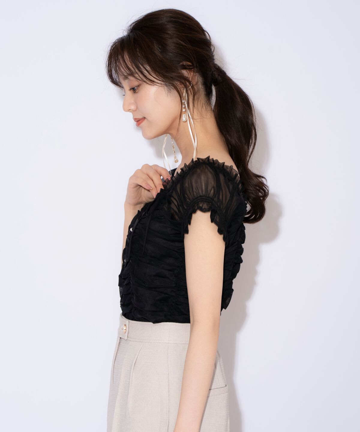 WILLSELECTION「チュールギャザートップス」|シャツ・ブラウス|