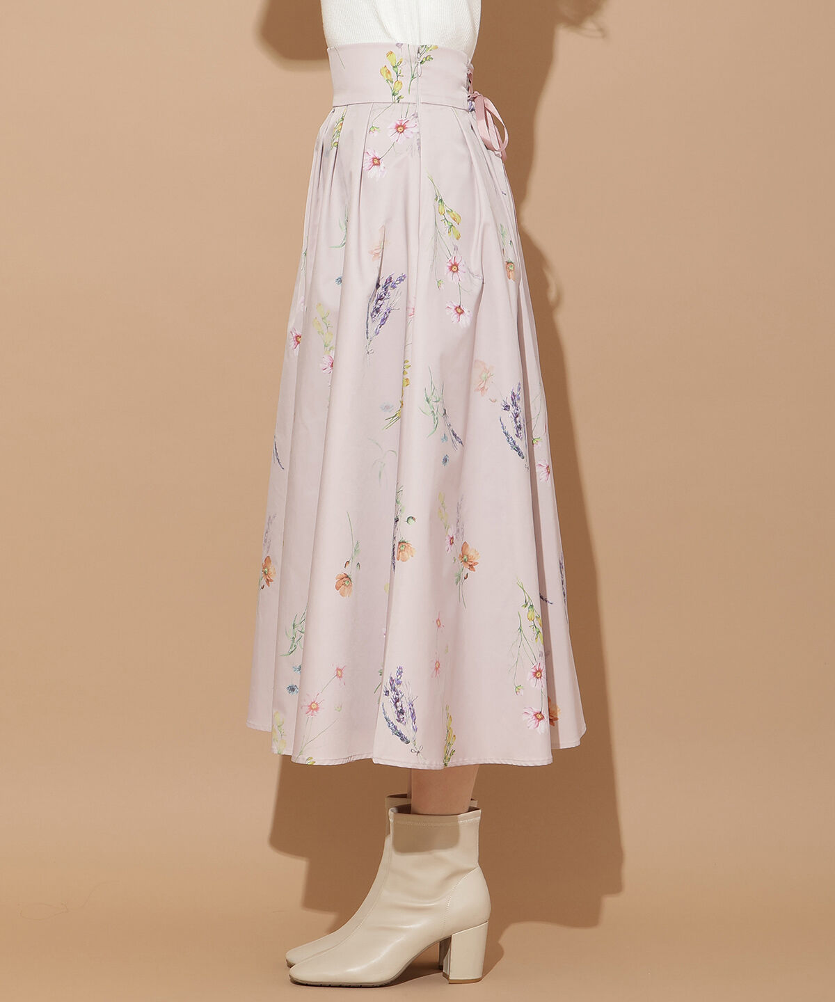 WILLSELECTION「オータムボタニカルフラワータックスカート」|フレア|