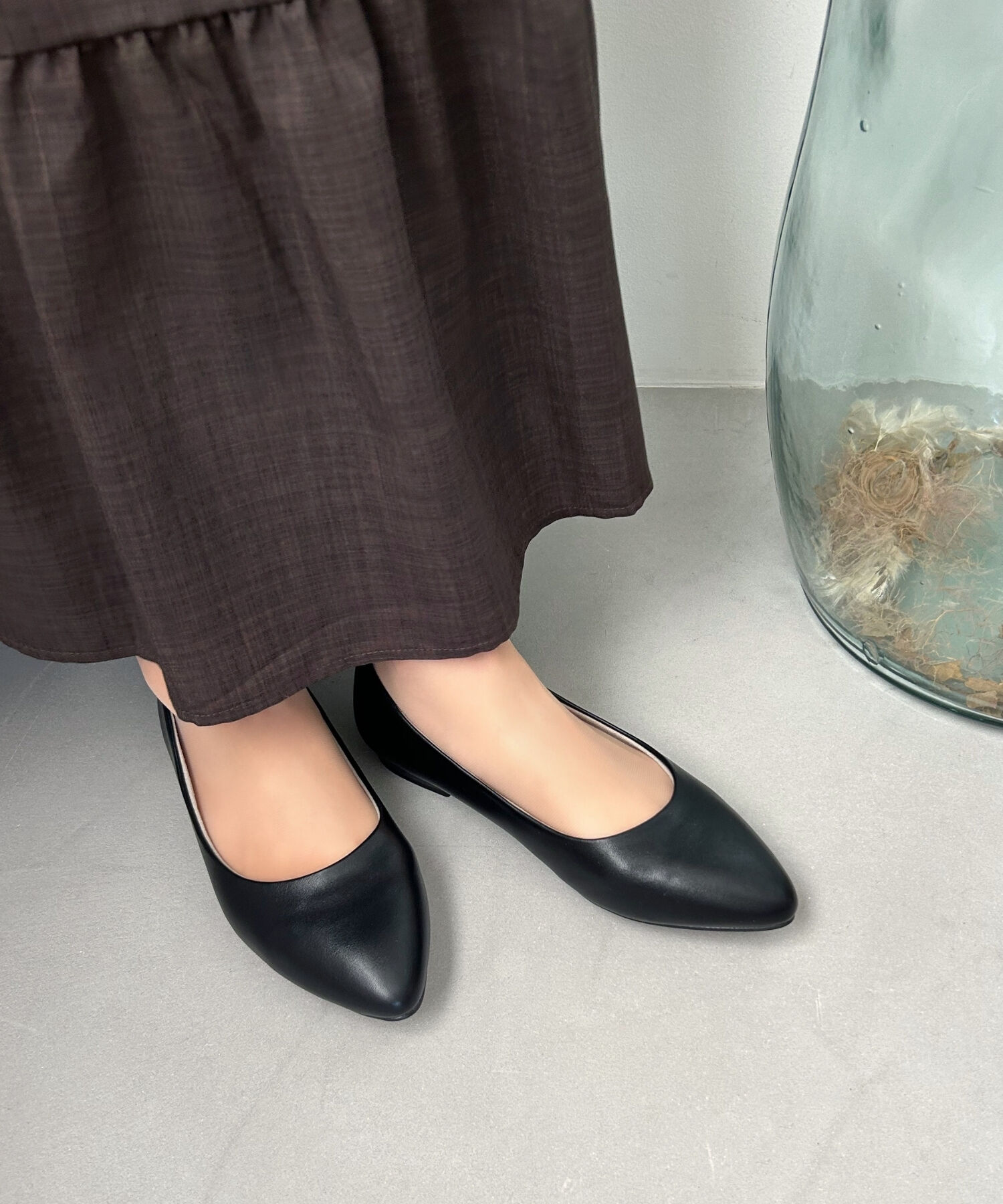 ORiental TRaffic「【WEB限定 / 累計15万足突破】ポインテッドトゥ フラット パンプス /R-4007 通勤靴 厚手クッション」|パンプス|