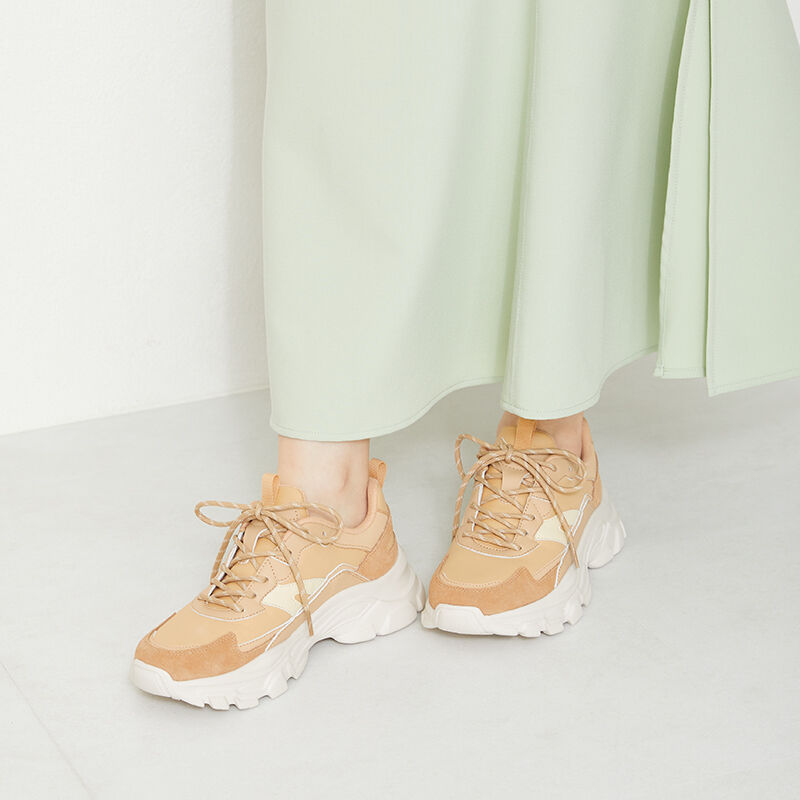 ORiental TRaffic「【アウトレット価格】ストライプシューレース厚底スニーカー/OT3728」|スニーカー|