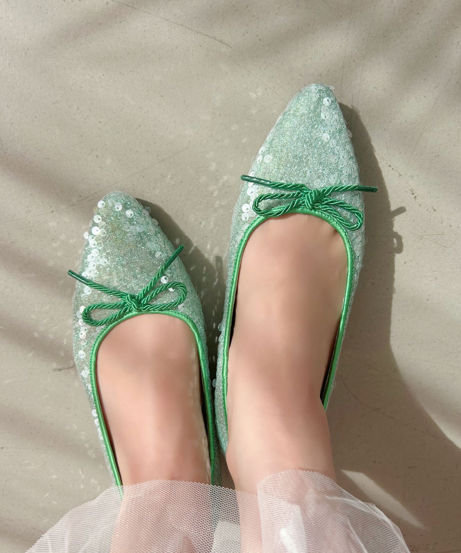 ORiental TRaffic「●2025春夏新作●スパンコールバレエシューズ/51109 バレエシューズ パンプス 人気 トレンド」|パンプス|GREEN