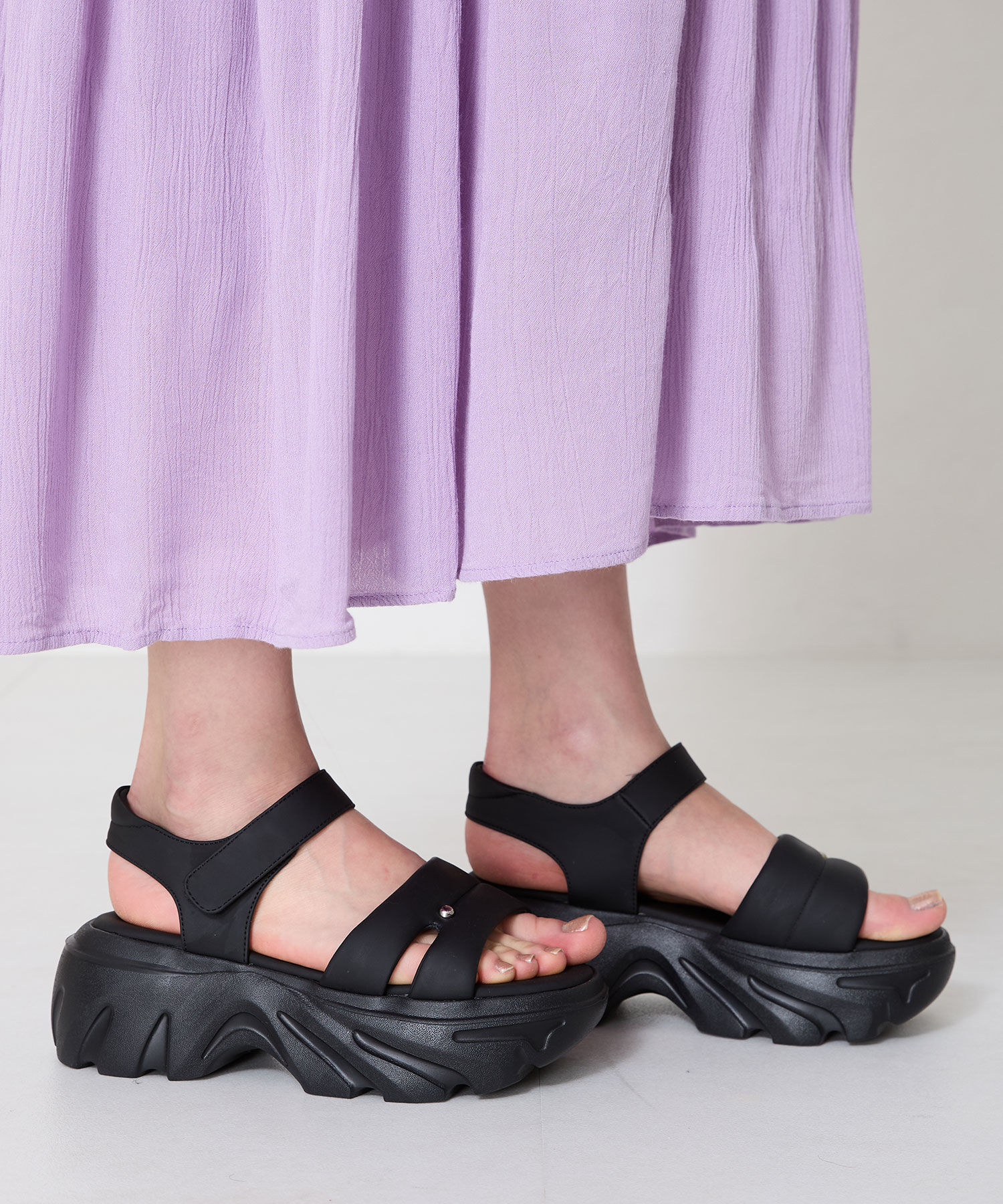 ORiental TRaffic「●2025春夏新作●カットデザインパデット厚底サンダル/51206 サンダル 厚底 トレンド 人気 軽い」|サンダル|