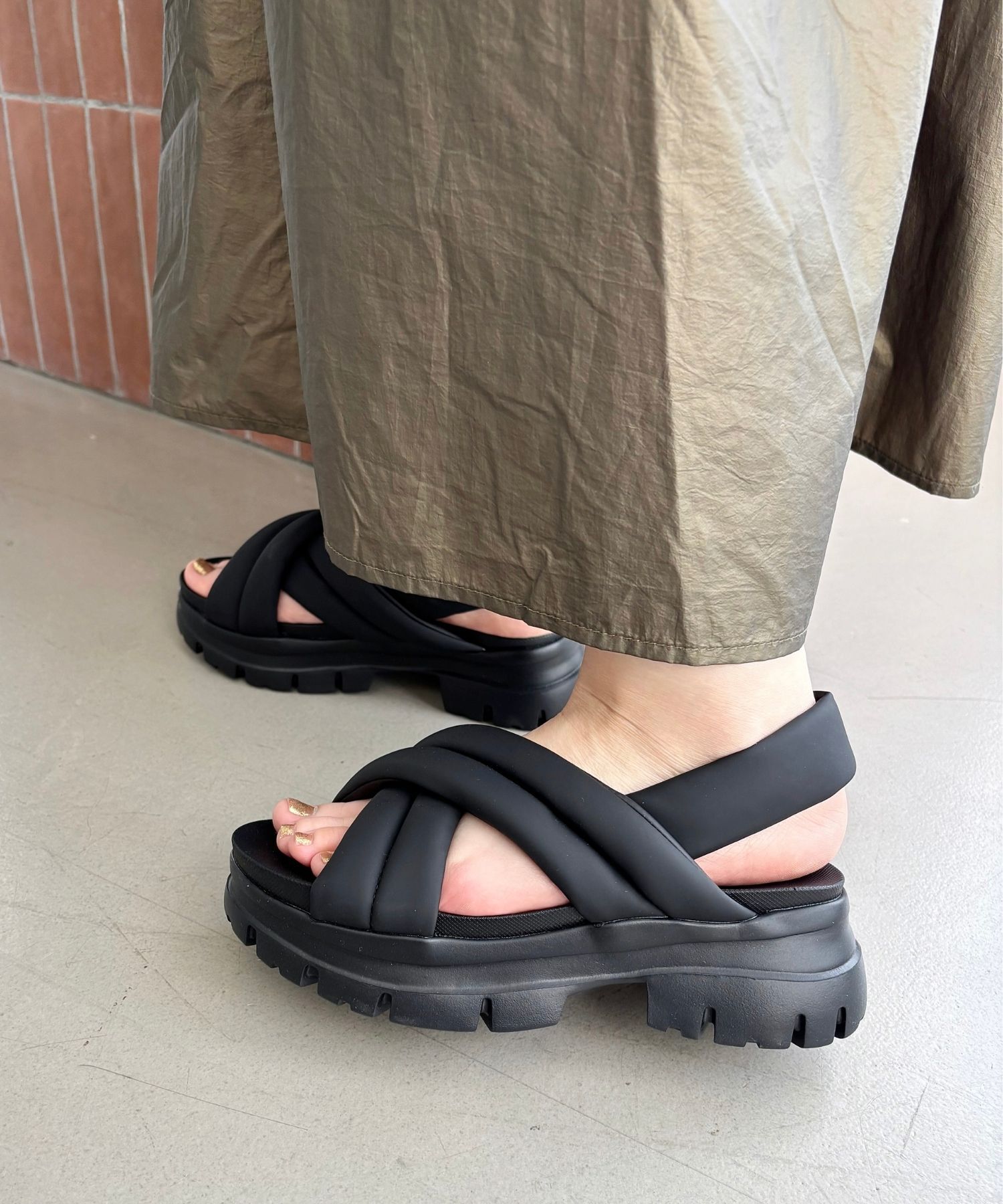 ORiental TRaffic「【トレンド】●2025春夏新作●クロスベルト厚底サンダル/51201 サンダル 厚底 人気 売れてる」|サンダル|