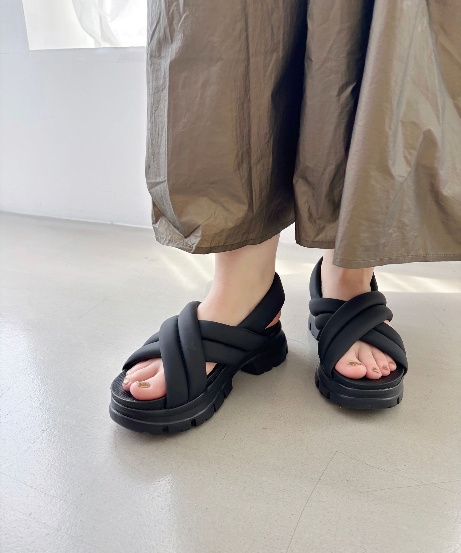 ORiental TRaffic「【トレンド】●2025春夏新作●クロスベルト厚底サンダル/51201 サンダル 厚底 人気 売れてる」|サンダル|