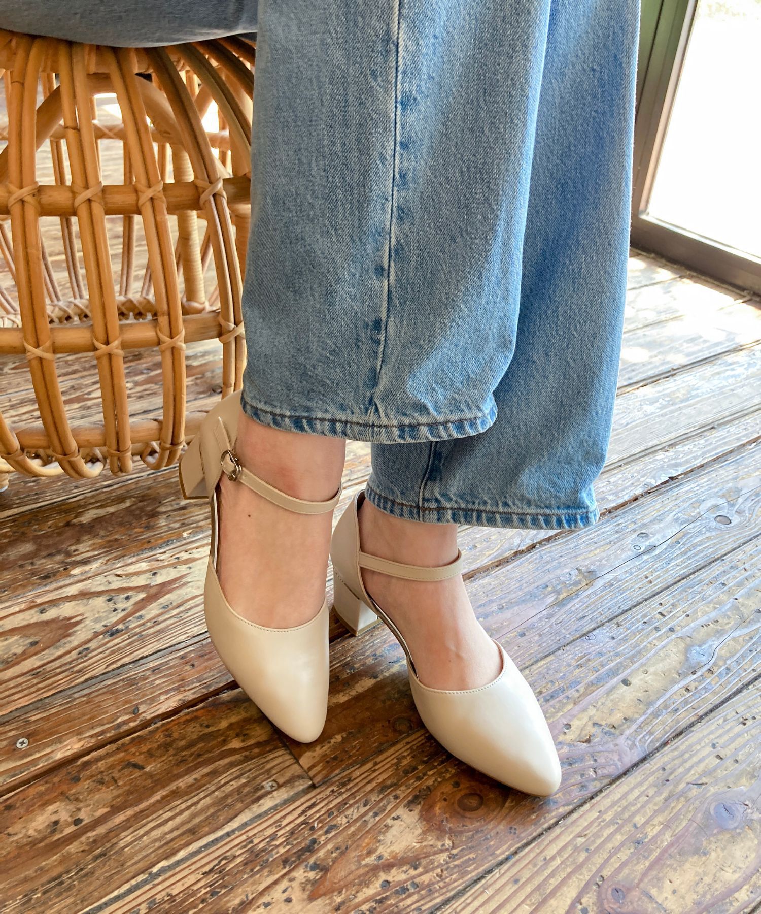 ORiental TRaffic「【WEB限定】アーモンドトゥ セパレートパンプス /55103 ストラップパンプス 太ヒール オフィス」|パンプス|