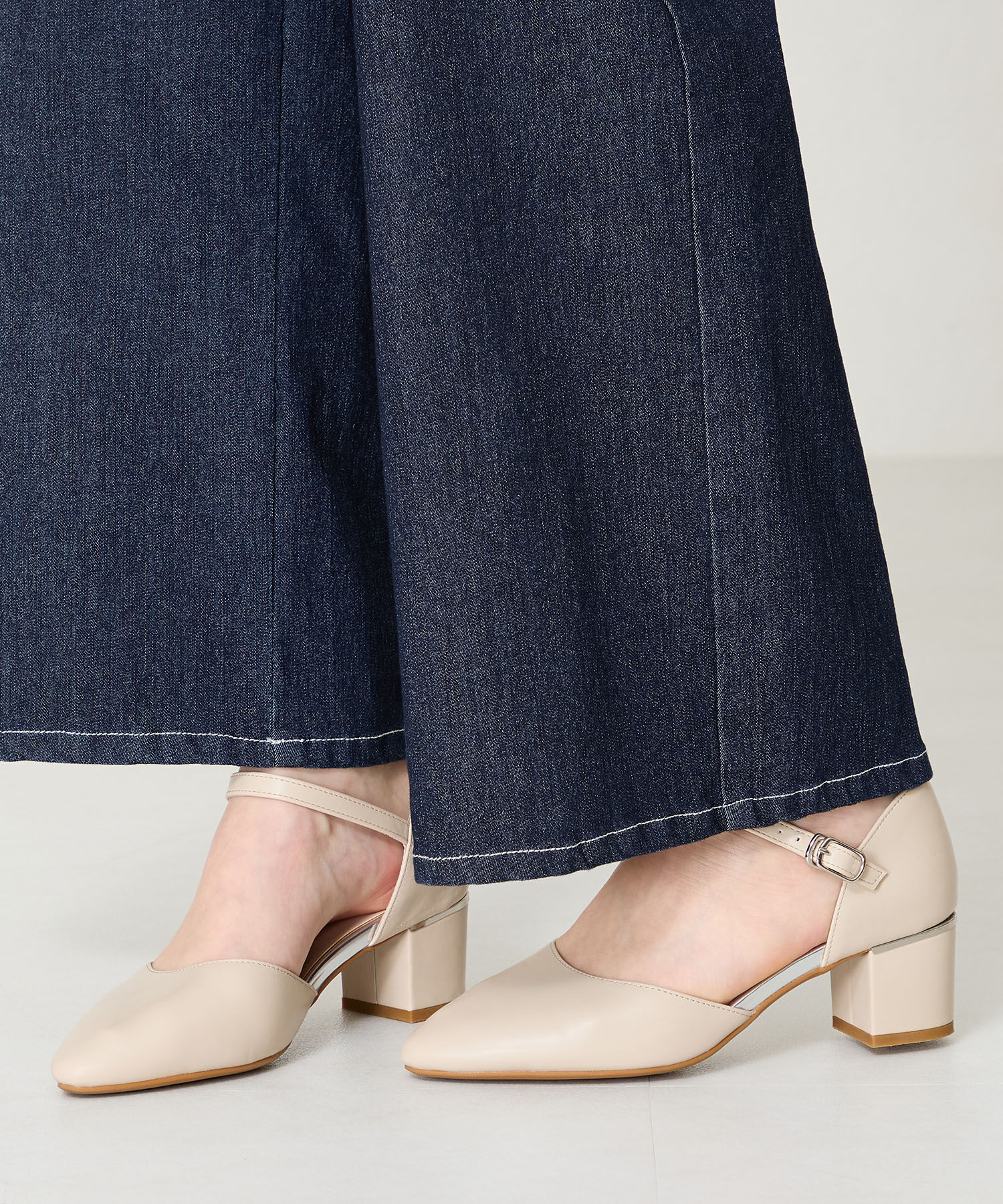 ORiental TRaffic「【WEB限定】アーモンドトゥ セパレートパンプス /55103 ストラップパンプス 太ヒール オフィス」|パンプス|