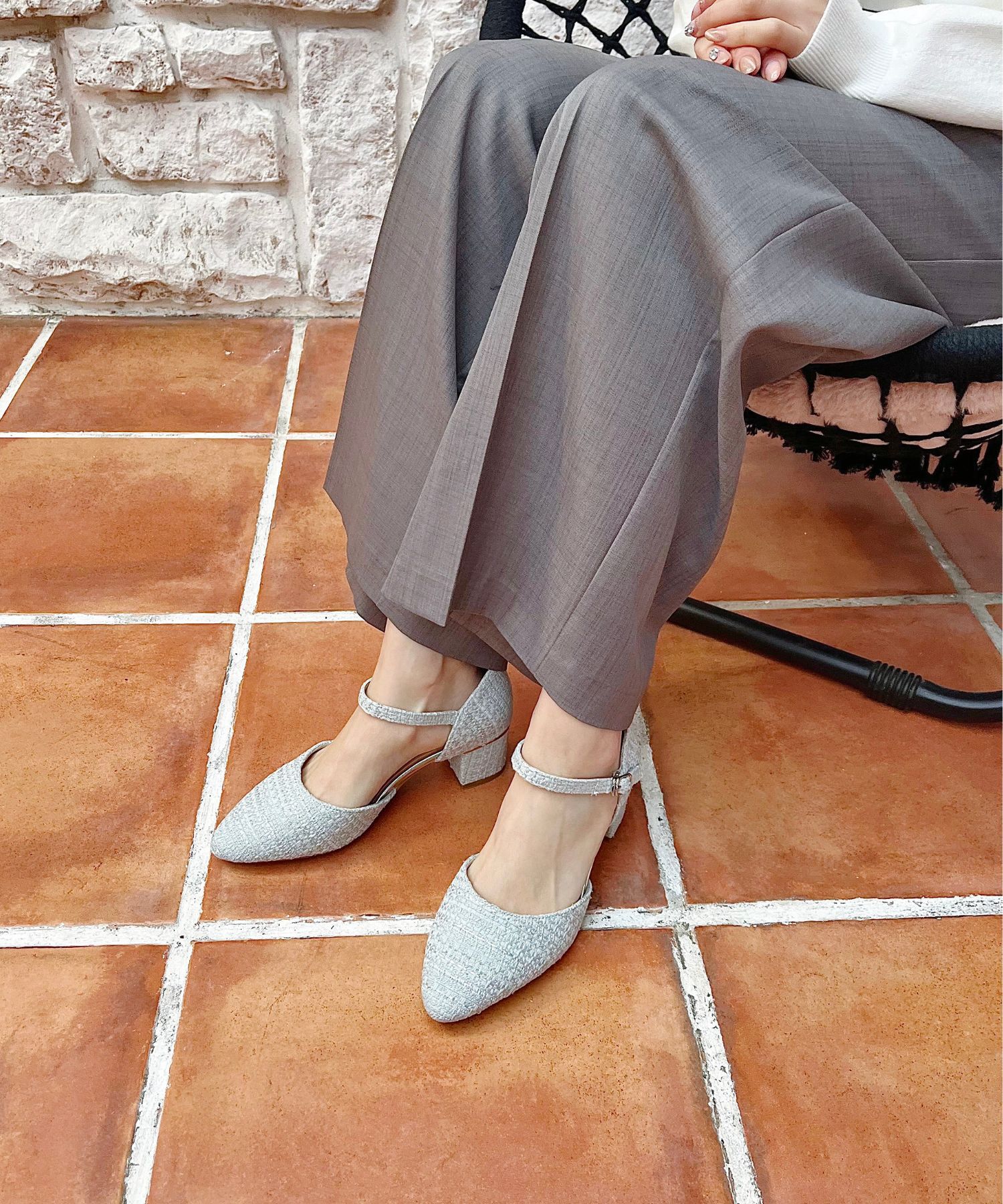 ORiental TRaffic「【WEB限定】アーモンドトゥ セパレートパンプス /55103 ストラップパンプス 太ヒール オフィス」|パンプス|