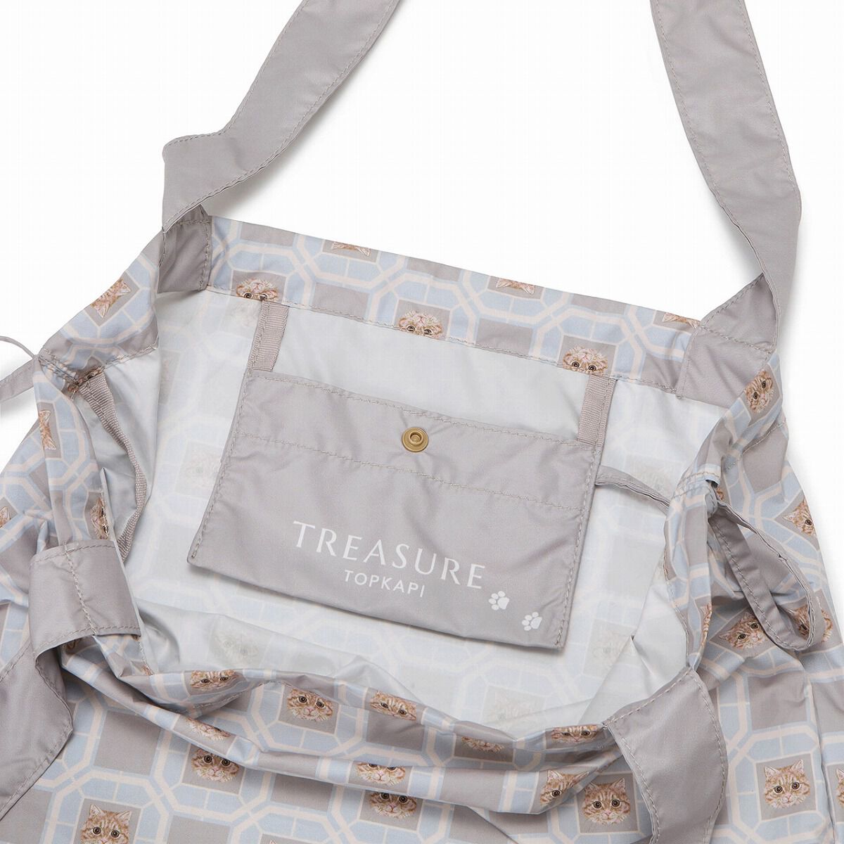 TOPKAPI TREASURE「【TREASURE TOPKAPI】ポケッタブル 猫 プリント エコバッグ」|トートバッグ|