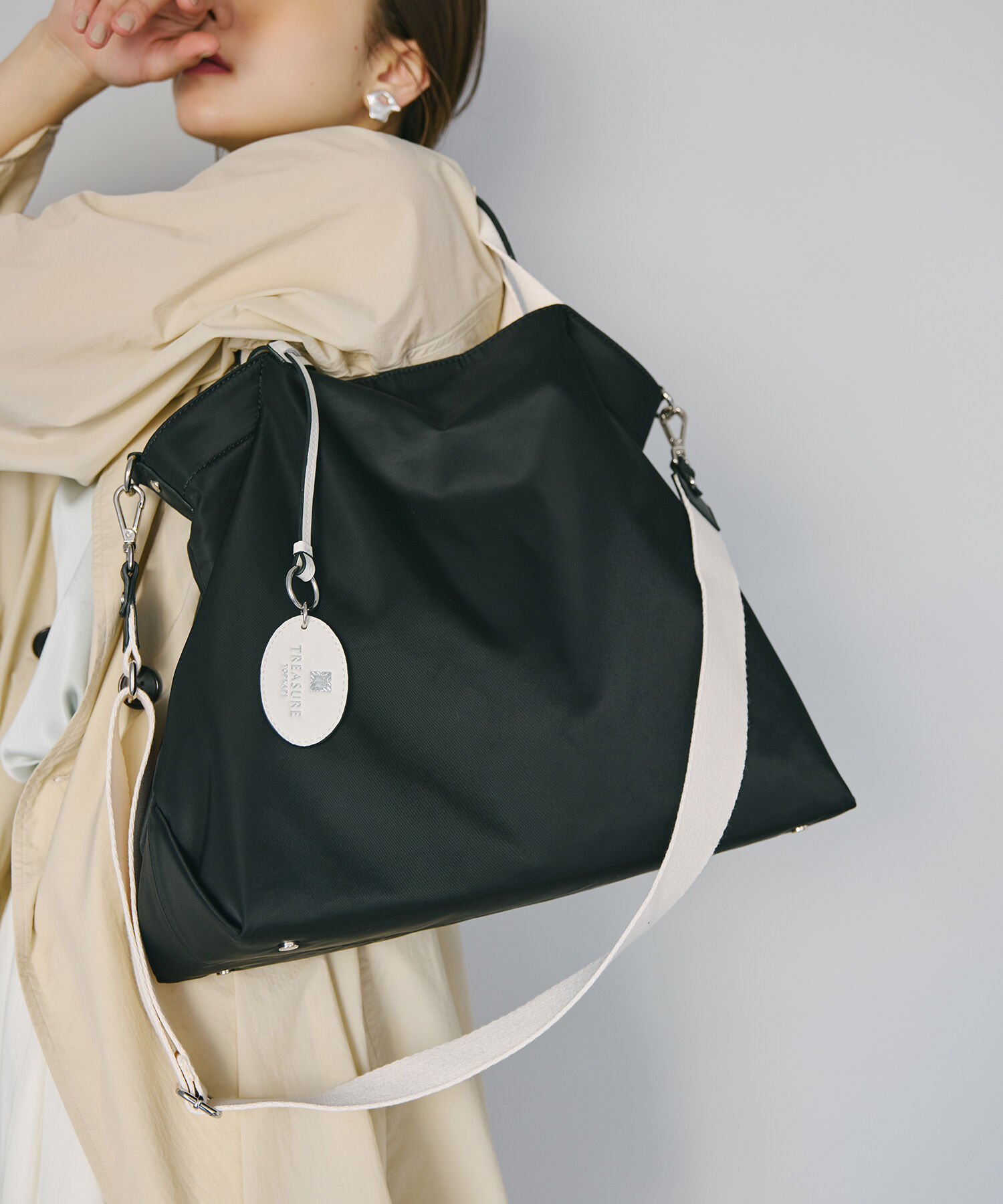 TOPKAPI BREATH「【TREASURE TOPKAPI】ストライプハンドル ナイロン 2way トートバッグ A4対応」|トートバッグ|