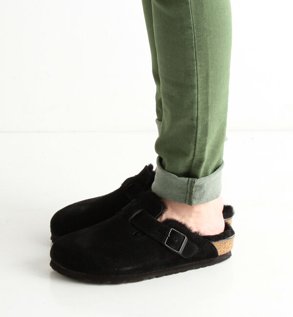 BIRKENSTOCK「【ビルケンシュトック】ボストン/ブラック スエードレザー シープスキン/クロッグ レディース」|サンダル|ブラック