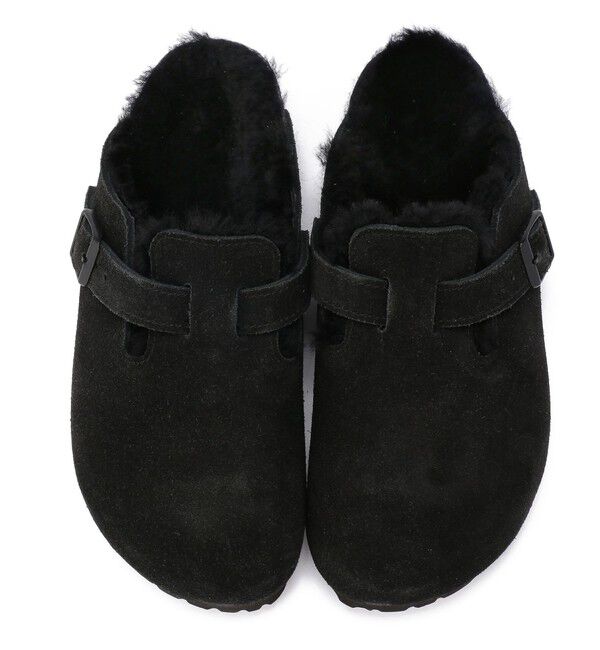 BIRKENSTOCK「【ビルケンシュトック】ボストン/ブラック スエードレザー シープスキン/クロッグ レディース」|サンダル|