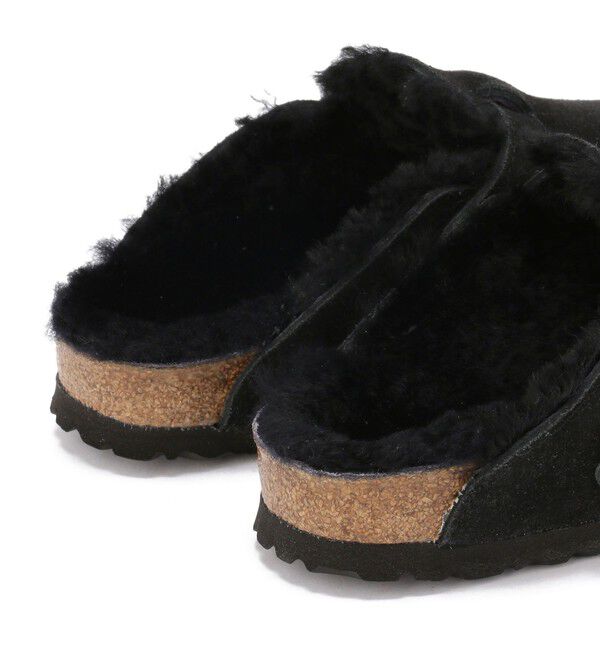 BIRKENSTOCK「【ビルケンシュトック】ボストン/ブラック スエードレザー シープスキン/クロッグ レディース」|サンダル|