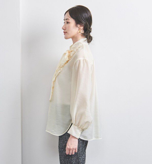 UNITED ARROWS「オーガンジー フリル＆ボウタイ ブラウス」|シャツ・ブラウス|