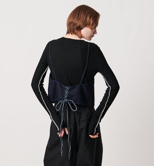 AEWEN MATOPH「＜AEWEN MATOPH＞デニムレースアップキャミソール」|シャツ・ブラウス|NAVY