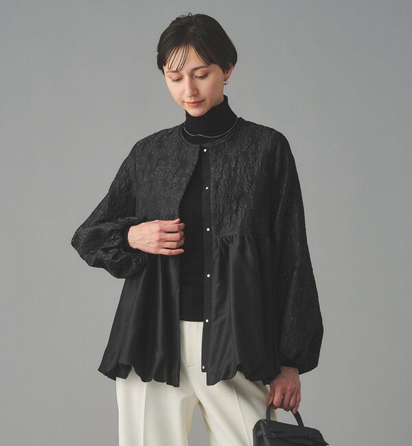 UNITED ARROWS「GISHA 2トーン ジャガード ジャケット」|ノーカラージャケット|