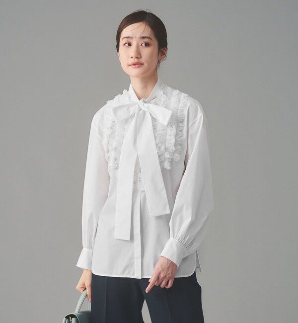 UNITED ARROWS「タックフリル ボウ ブラウス」|シャツ・ブラウス|