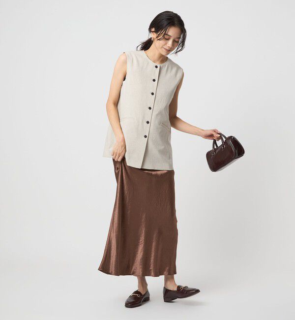 UNITED ARROWS green label relaxing「サテン ナロー スカート」|フレア|