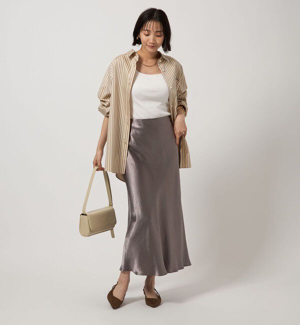 UNITED ARROWS green label relaxing「サテン ナロー スカート」|フレア|