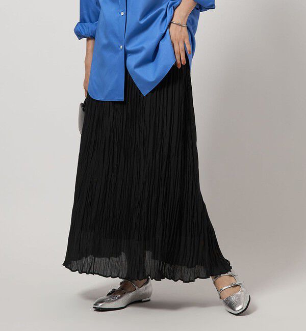 UNITED ARROWS green label relaxing「ワッシャー プリーツ スカート」|フレア|BLACK