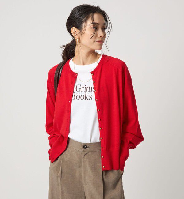 UNITED ARROWS green label relaxing「エブリニット 2WAY カーディガン ウォッシャブル」|カーディガン|RED