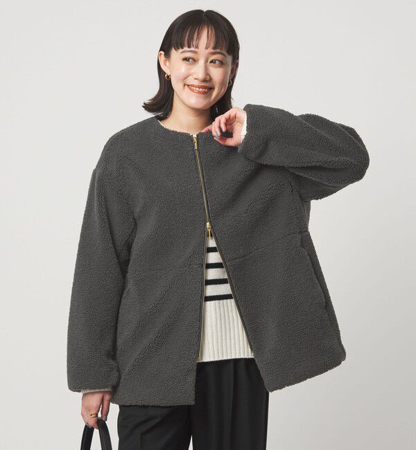 size SHORTあり］ボア ノーカラー ブルゾン（UNITED ARROWS green