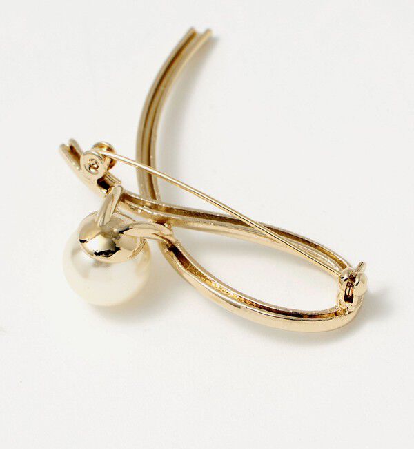 UNITED ARROWS green label relaxing「メタルライン＆フェイクパール ブローチ」|ブローチ・コサージュ|