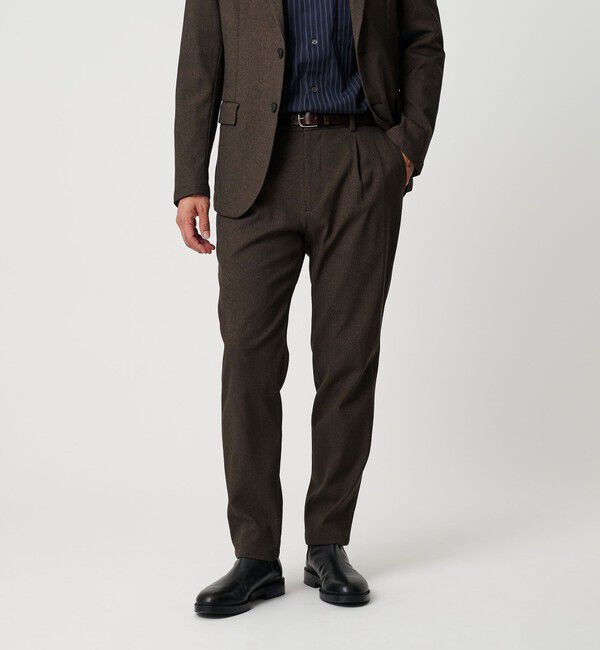 BEAUTY&YOUTH UNITED ARROWS「リサイクル ポリエステル 1プリーツ テーパード パンツ NO.3 セットアップ対応 ウォッシャブル」|チノ|DK.BROWN