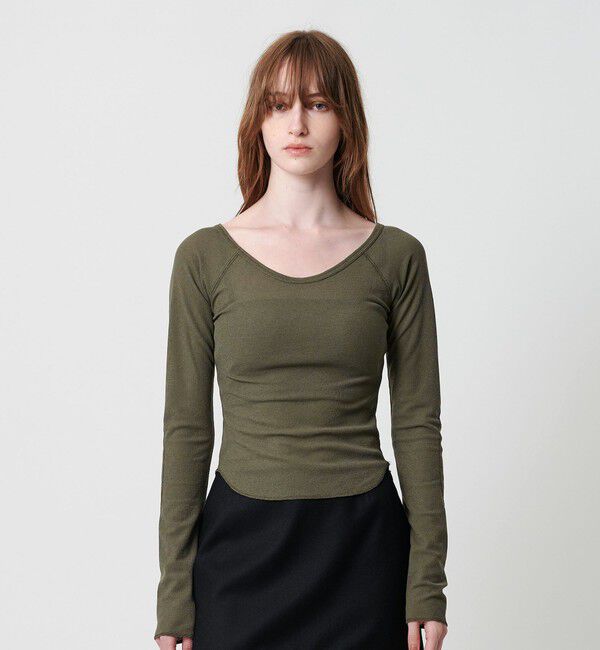 ATTISESSION「＜ATTISESSION＞ワッフル ローカットネック トップス」|Tシャツ・カットソー|OLIVE