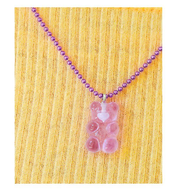 Ray BEAMS 「カラーボール チャーム クマ ネックレス」|ネックレス|PURPLE