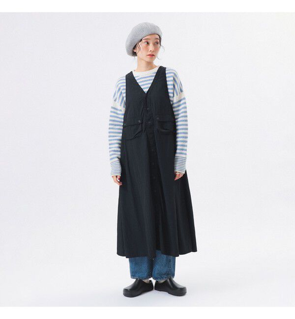 BEAMSBOY「ナイロン タッサー C-1 ノースリーブ ワンピース」|ワンピース|BLACK