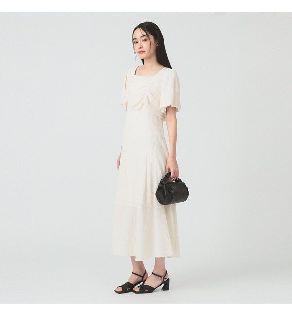 Ray BEAMS 「ジャカード スクエアネック パフスリーブ ワンピース」|ワンピース|IVORY