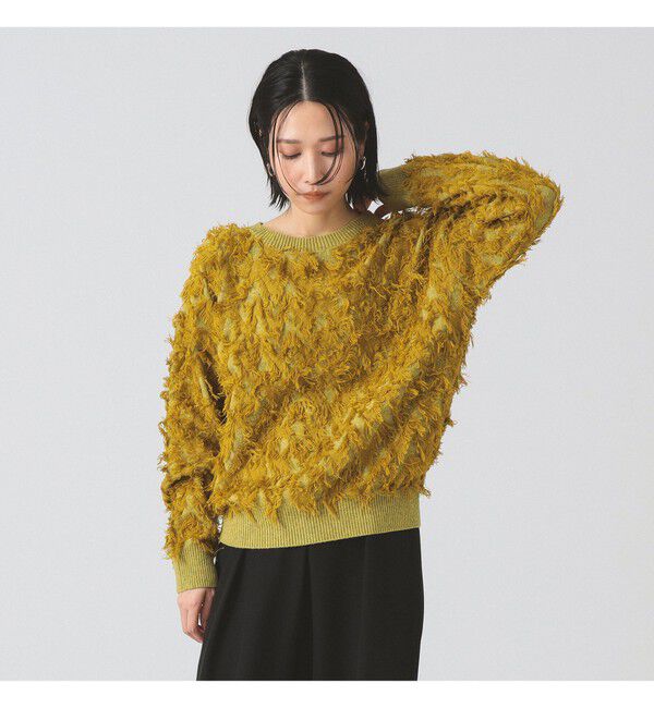 Ray BEAMS 「カット ジャカード フリンジ クルーネック ニット」|ニット・セーター|