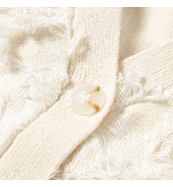 Ray BEAMS 「カット ジャカード フリンジ Vネック カーディガン」|カーディガン|