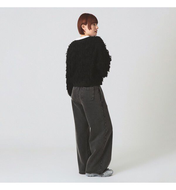 Ray BEAMS 「カット ジャカード フリンジ Vネック カーディガン」|カーディガン|